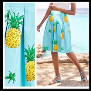Talbots Pineapple Print Pleated Full Skirt Size 12●
